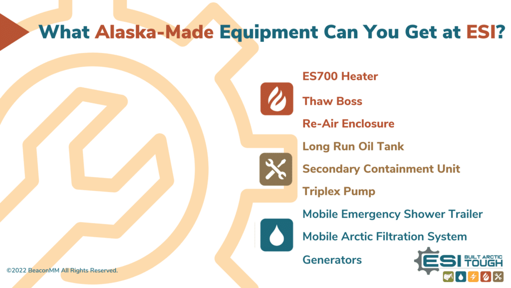 arctic tough equipment esis line of alaska made products infographic